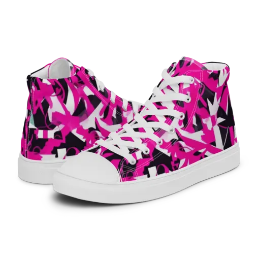 Hyperpop Geometry on a Men's High Top Canvas Shoes