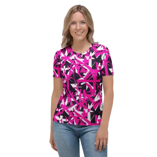 Hyperpop Geometry on a Women's Crew Neck T-Shirt