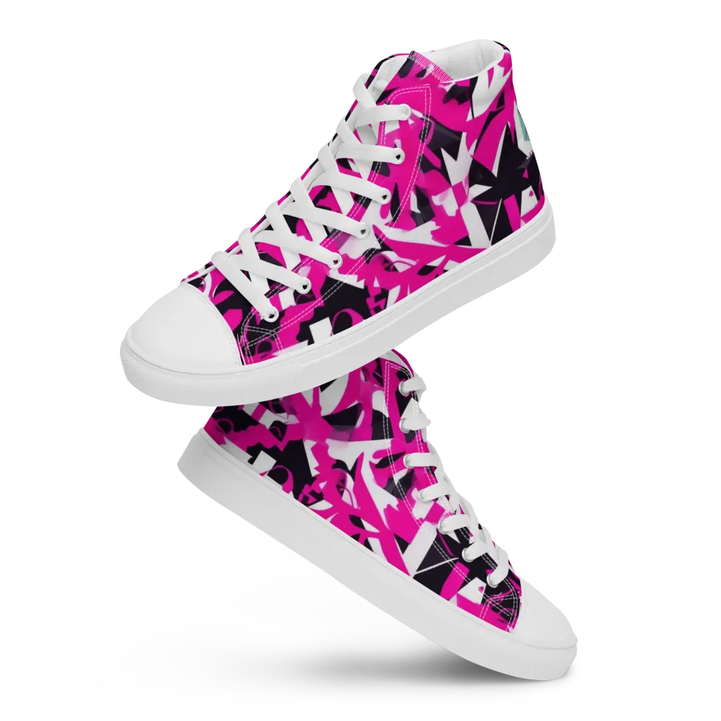 Hyperpop Geometry on Women's High Top Canvas Shoes — Front