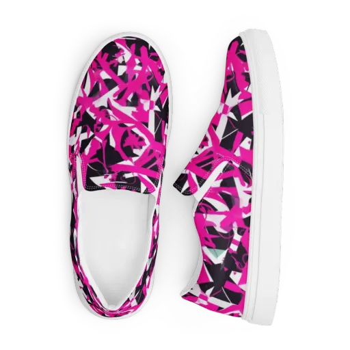 Hyperpop Geometry on a Men's Slip-On Canvas Shoes