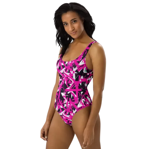 Hyperpop Geometry on a One-Piece Swimsuit