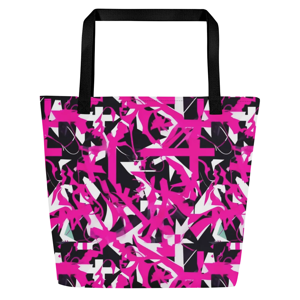 Hyperpop Geometry on Large Tote Bag W/ Pocket — Front