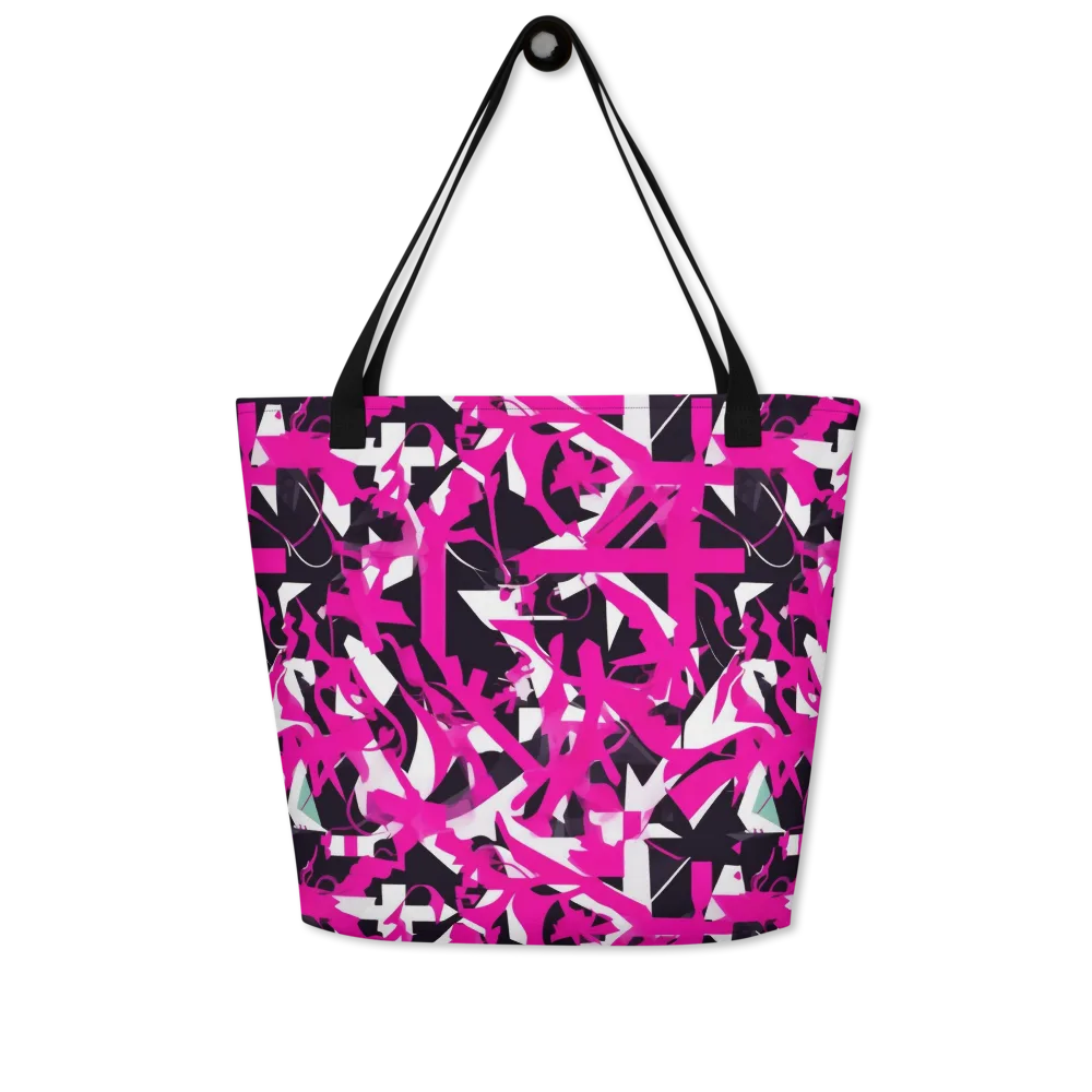 Hyperpop Geometry on Large Tote Bag W/ Pocket — Front