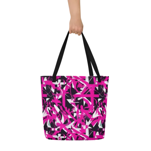 Hyperpop Geometry on a Large Tote Bag W/ Pocket