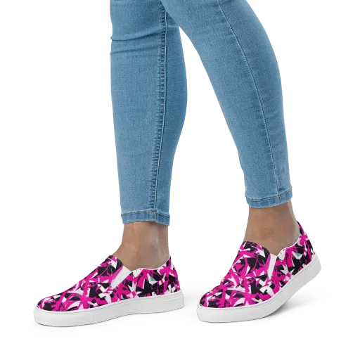 Hyperpop Geometry on a Women's Slip-On Canvas Shoes