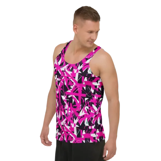 Hyperpop Geometry on a Men's Tank Top