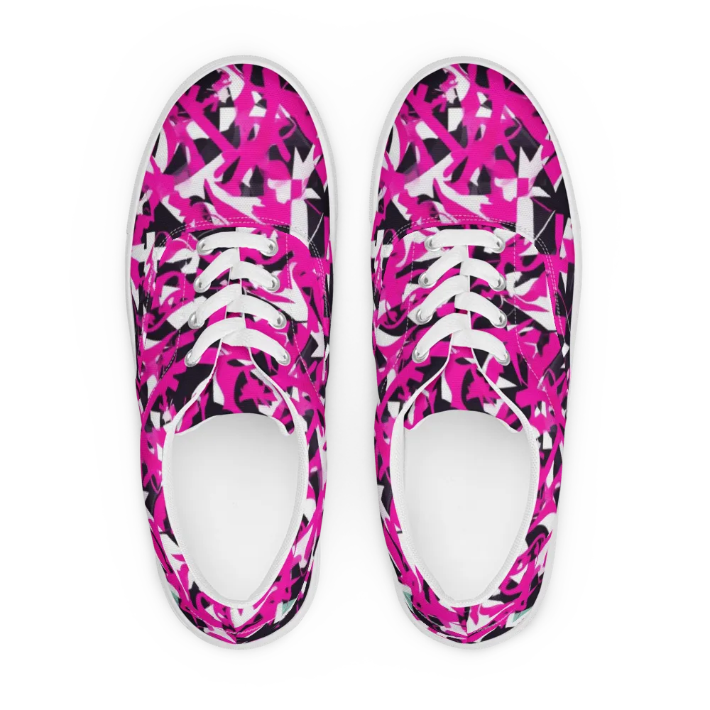 Hyperpop Geometry on Men's Lace-Up Canvas Shoes — Front