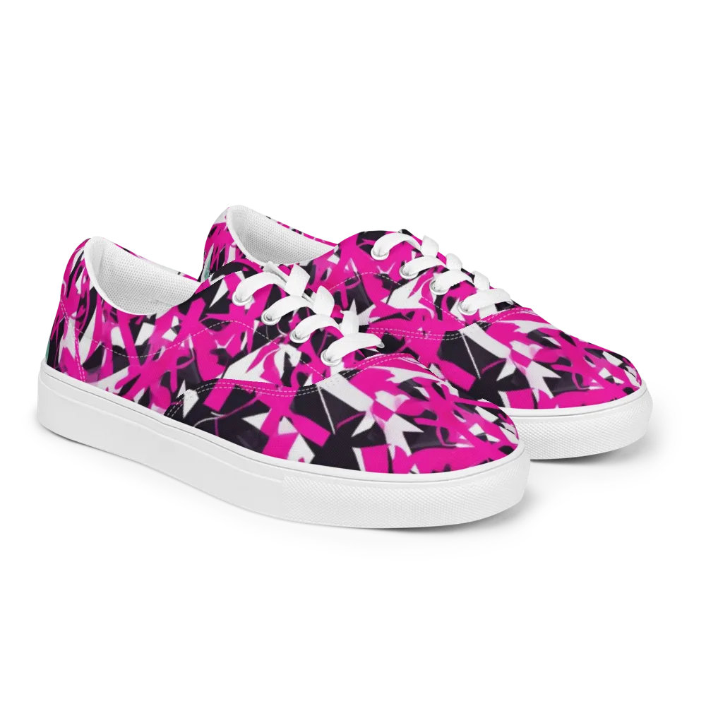 Hyperpop Geometry on Men's Lace-Up Canvas Shoes — Right Front