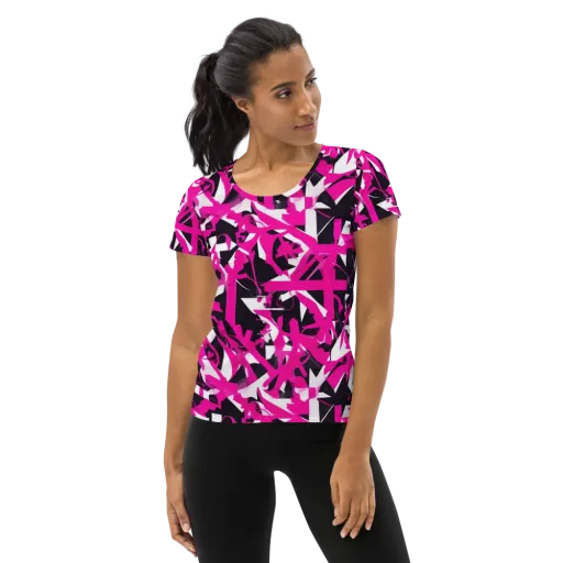 Hyperpop Geometry on a Women's Athletic T-Shirt