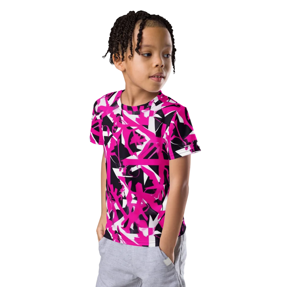 Hyperpop Geometry on Kids Crew Neck T-Shirt — Left Front