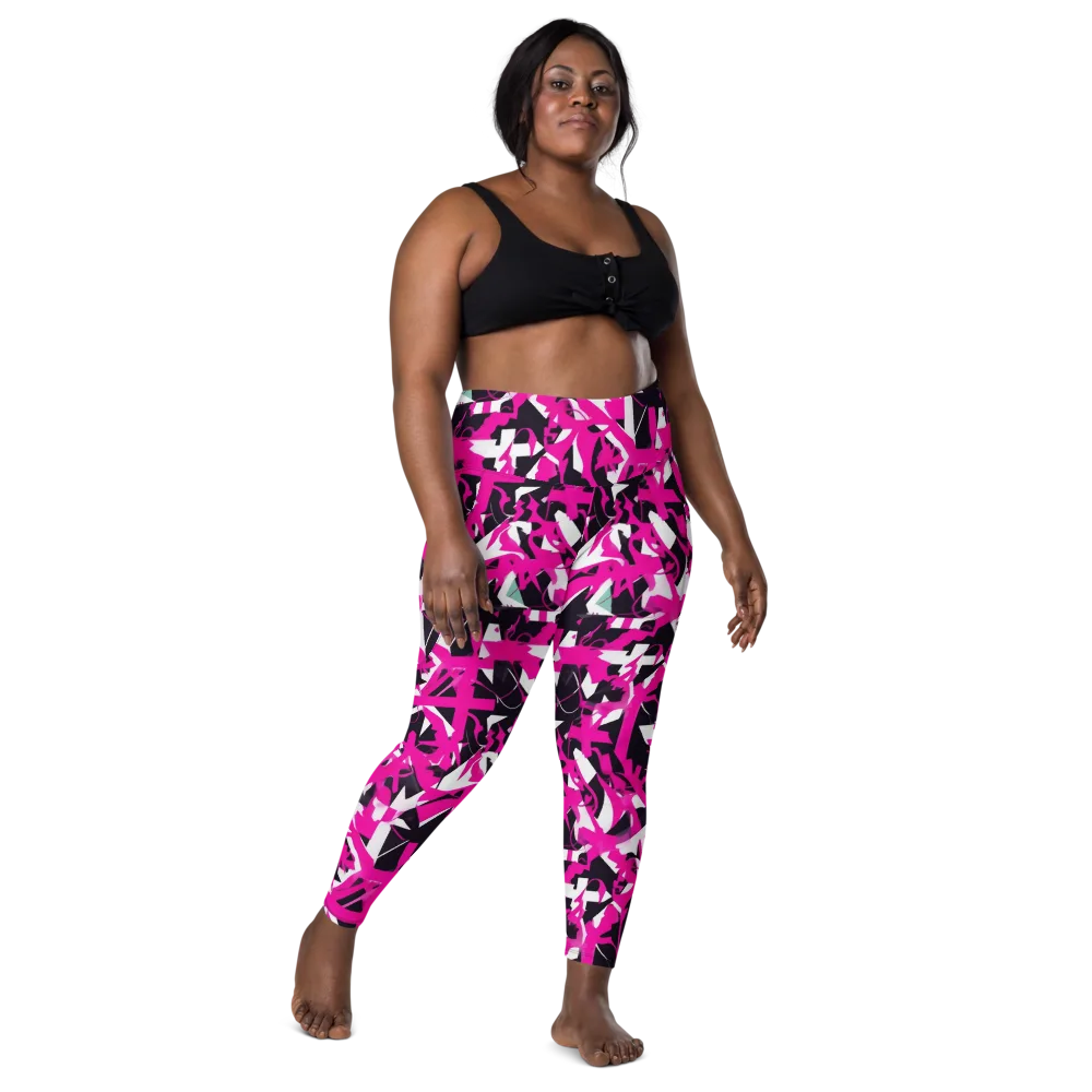 Hyperpop Geometry on Leggings with Pockets — Front