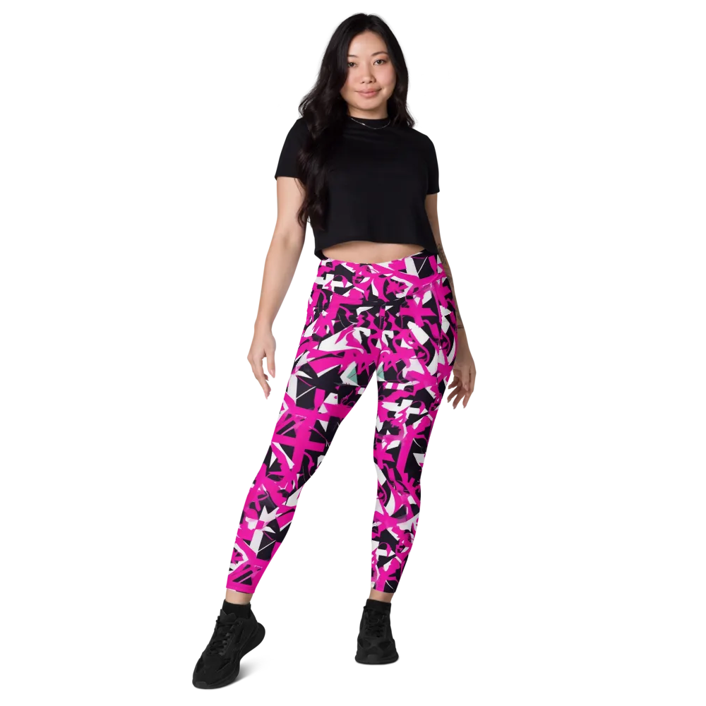 Hyperpop Geometry on Leggings with Pockets — Front
