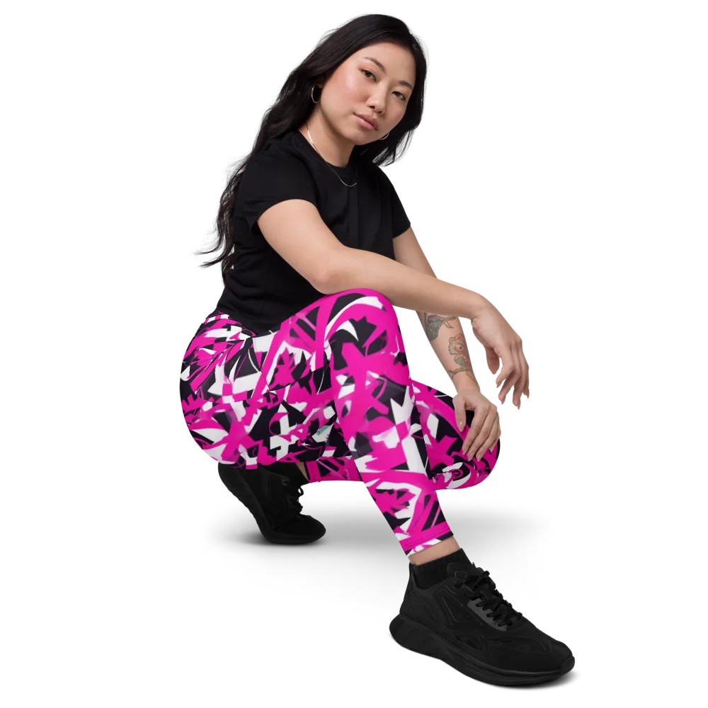 Hyperpop Geometry on Leggings with Pockets — Right Front