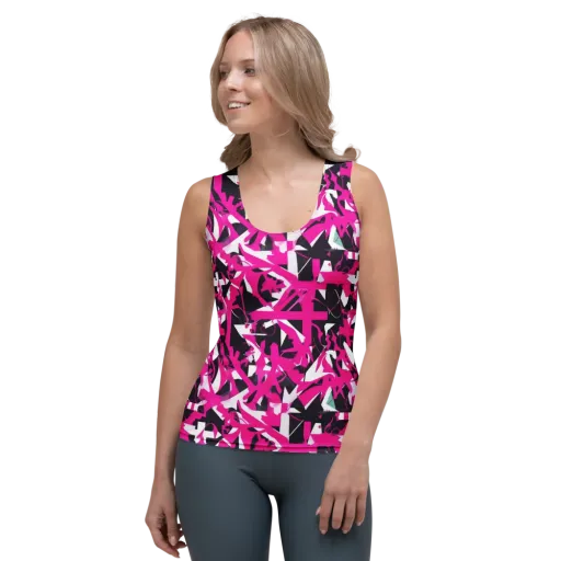 Hyperpop Geometry on a Women's Tank Top