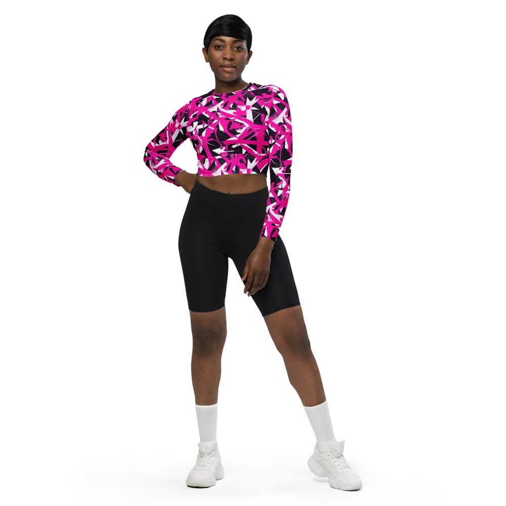 Hyperpop Geometry on Long Sleeve Crop Top — Front