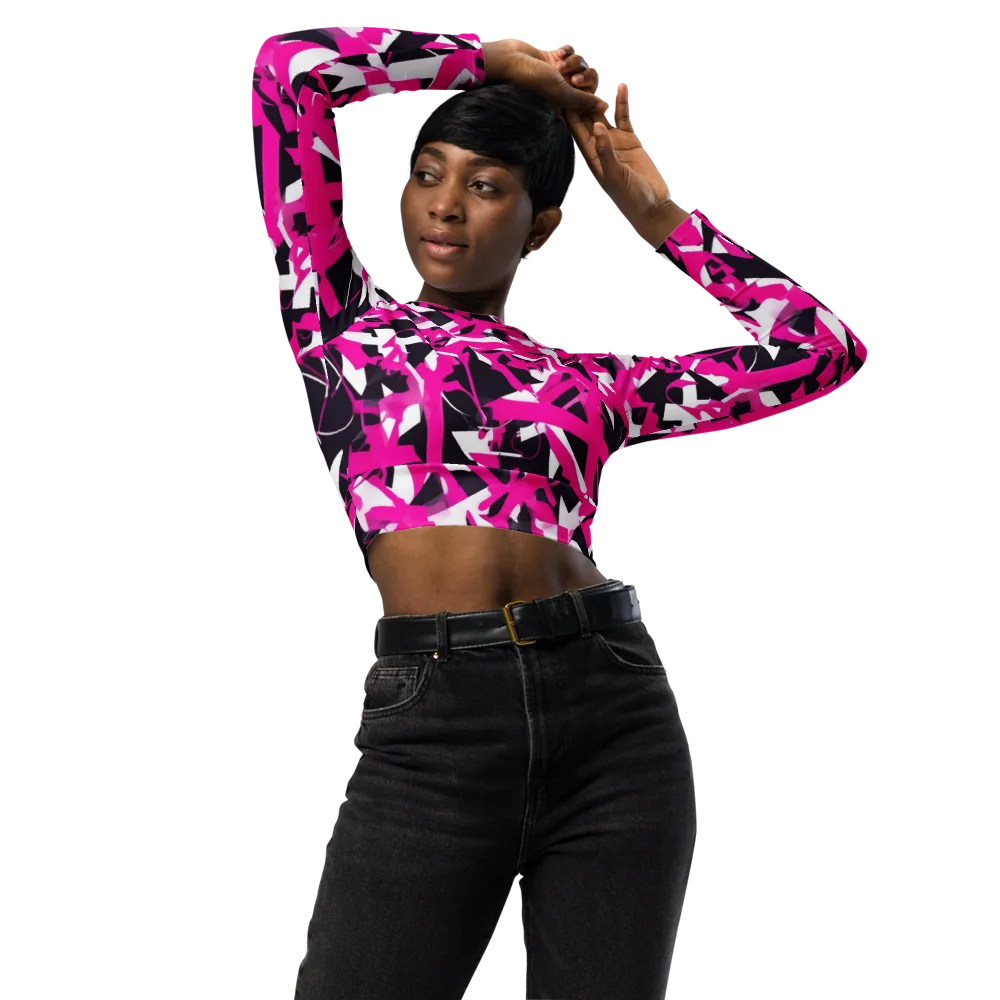 Hyperpop Geometry on Long Sleeve Crop Top — Front