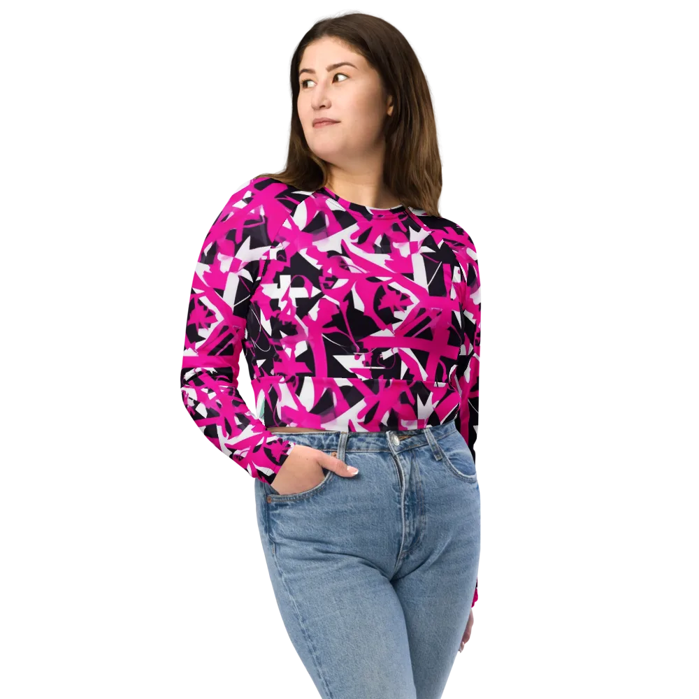 Hyperpop Geometry on Long Sleeve Crop Top — Front