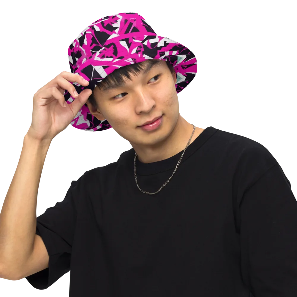 Hyperpop Geometry on Reversible Bucket Hat — Front Inside
