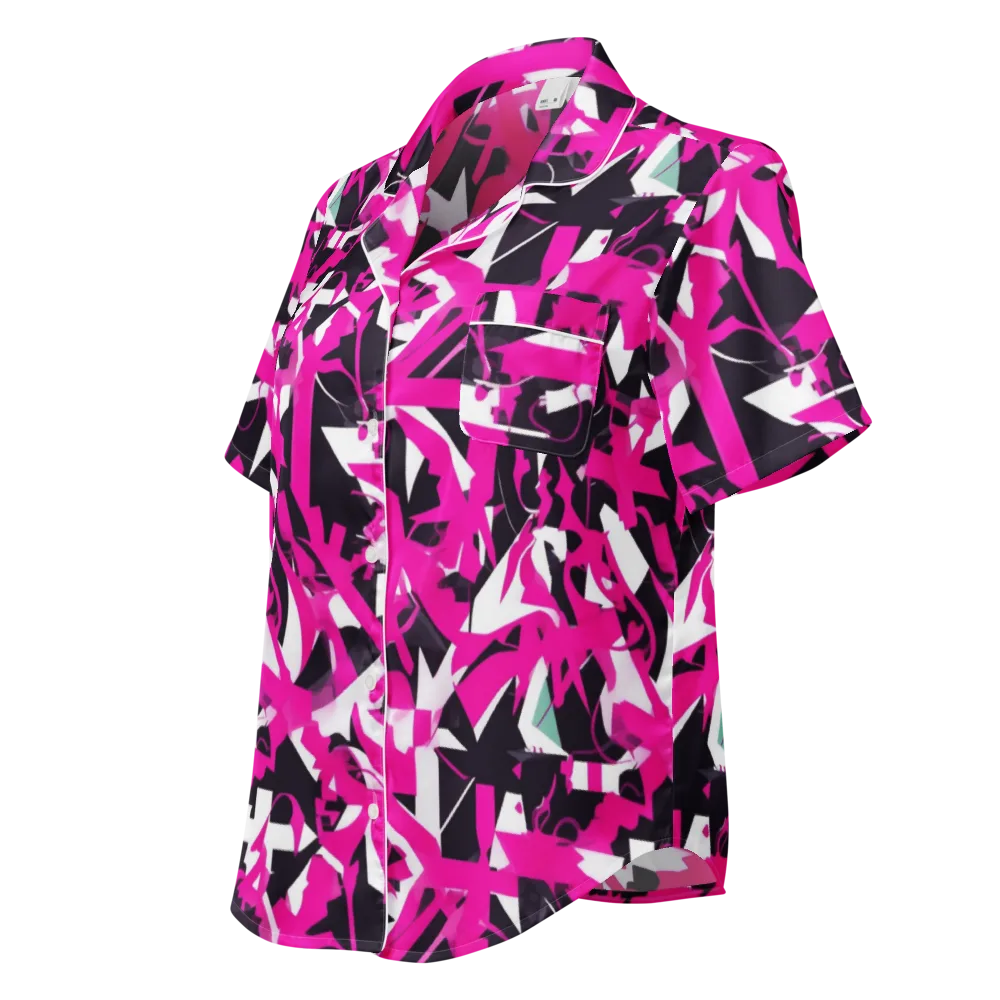 Hyperpop Geometry on Women's Short Sleeve Pajama Top — Left Front