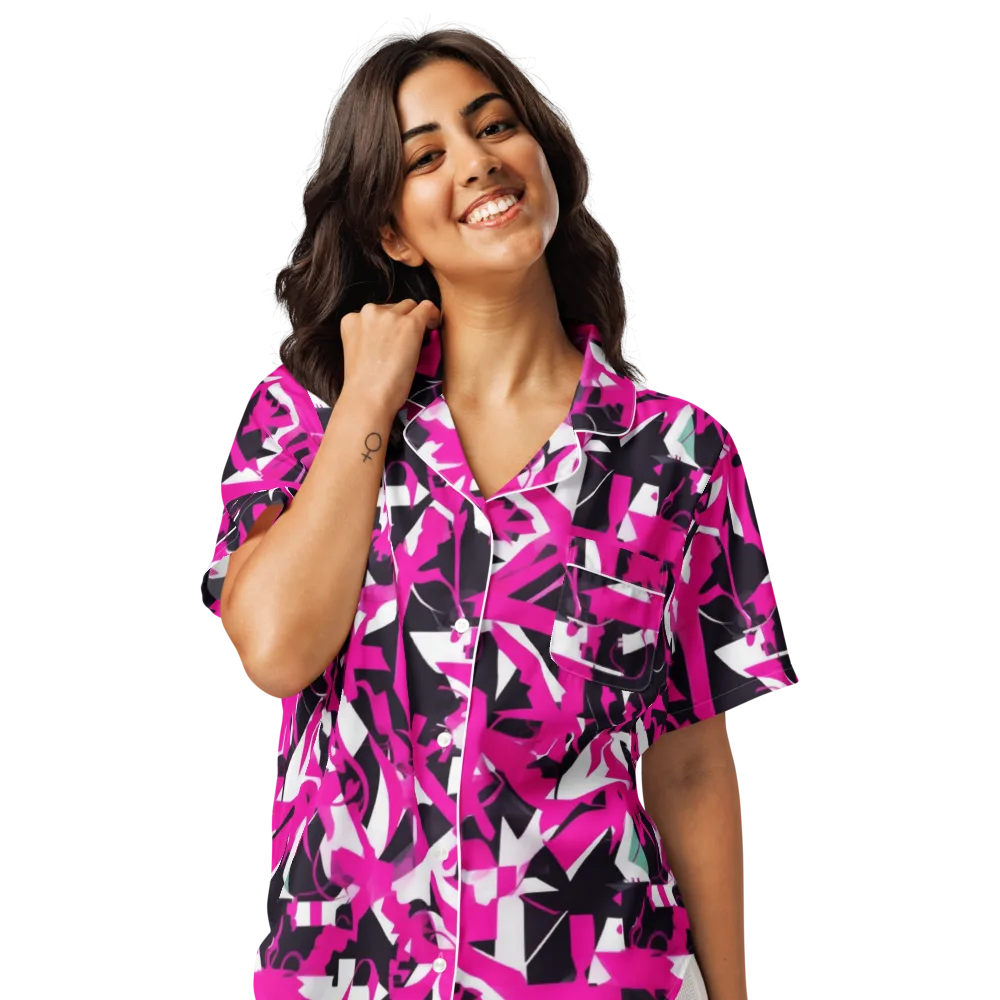 Hyperpop Geometry on Women's Short Sleeve Pajama Top — Front