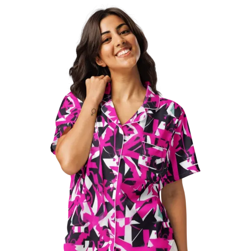 Hyperpop Geometry on a Women's Short Sleeve Pajama Top