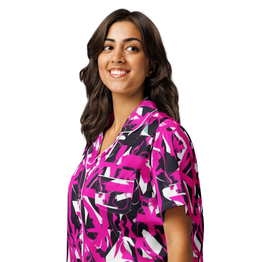 Hyperpop Geometry on Women's Short Sleeve Pajama Top — Left Front