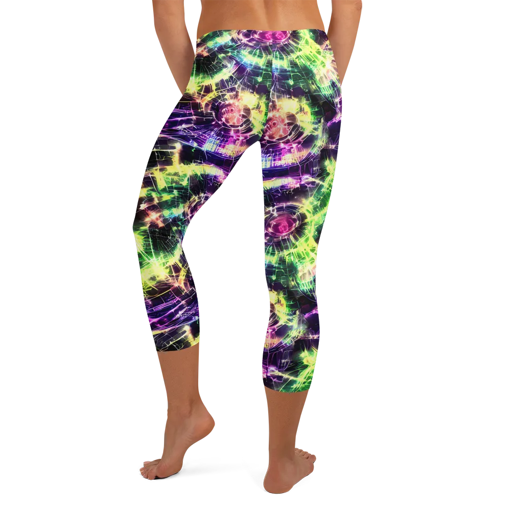 Ultraviolet Collision on Capri Leggings — Back