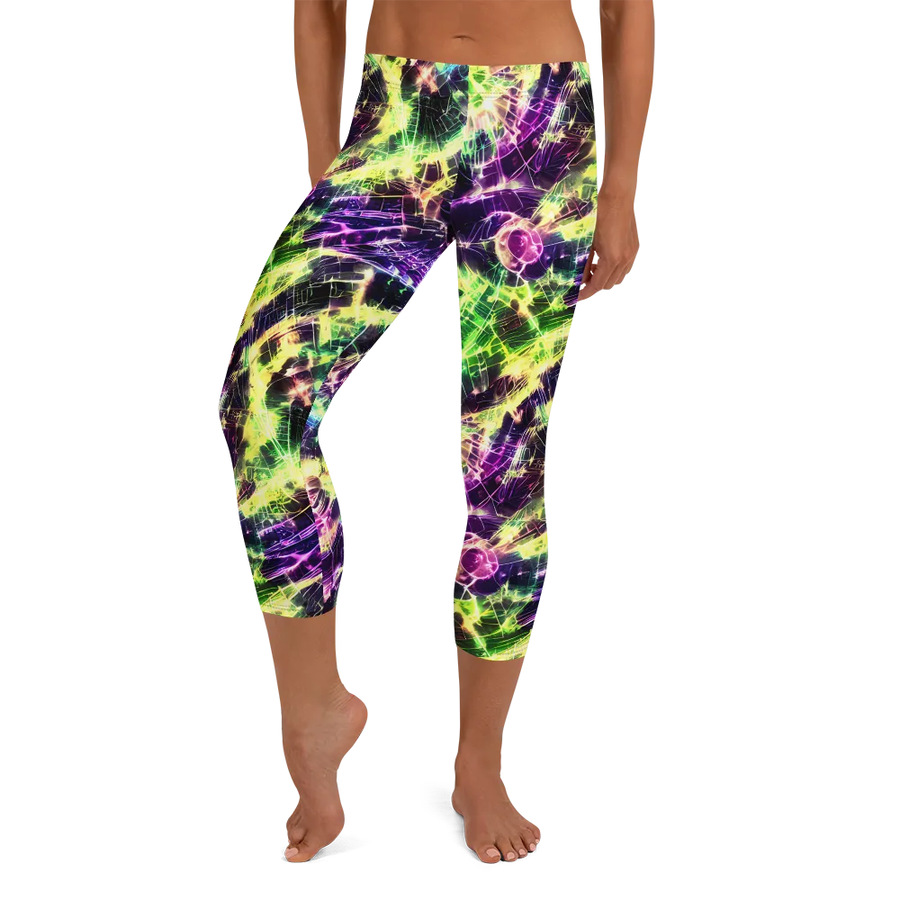 Ultraviolet Collision on Capri Leggings — Front