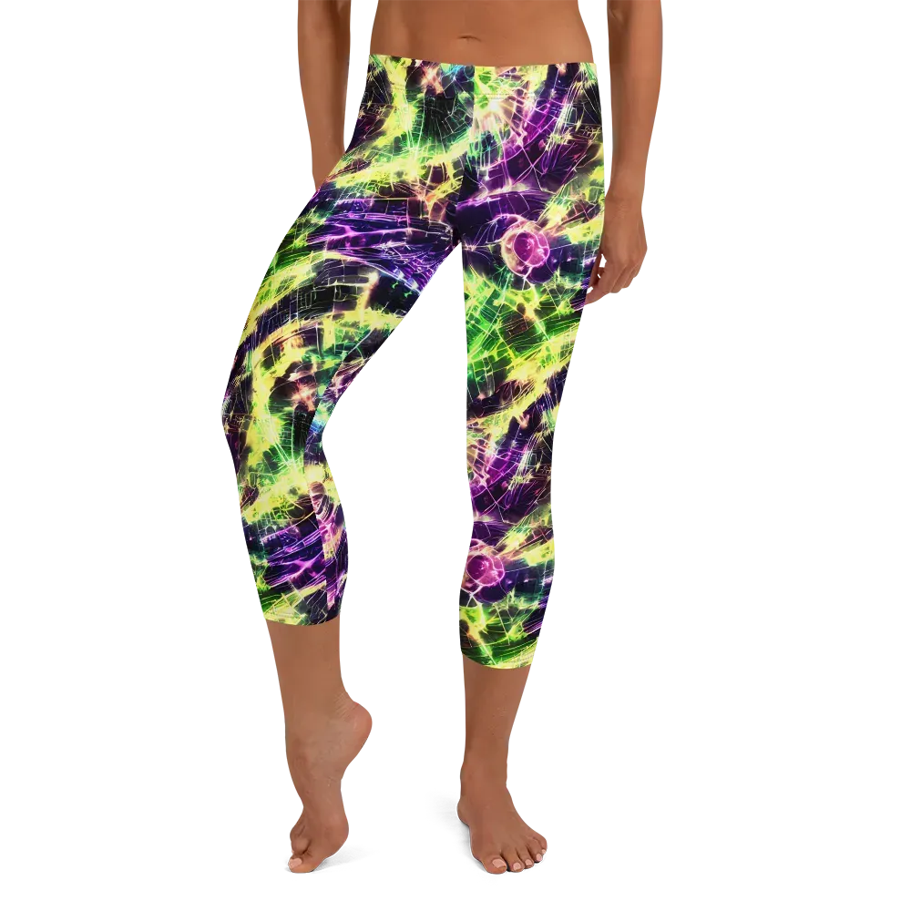Ultraviolet Collision on Capri Leggings — Front