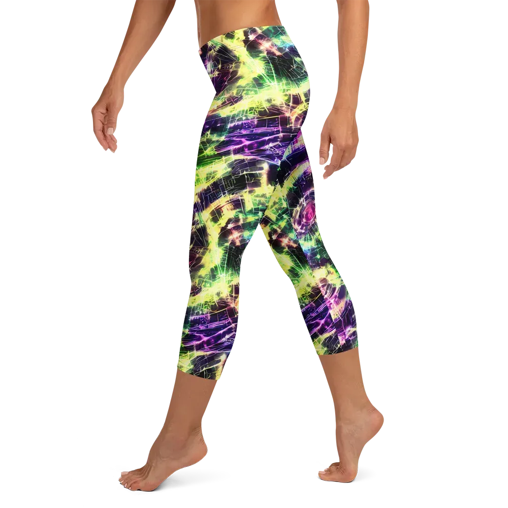 Ultraviolet Collision on Capri Leggings — Left