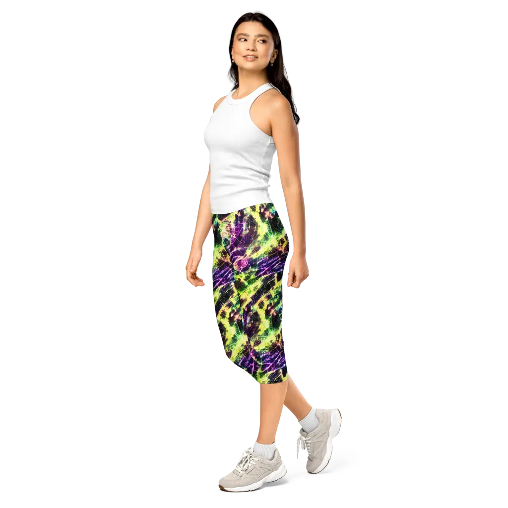 Ultraviolet Collision on Capri Leggings — Left Front