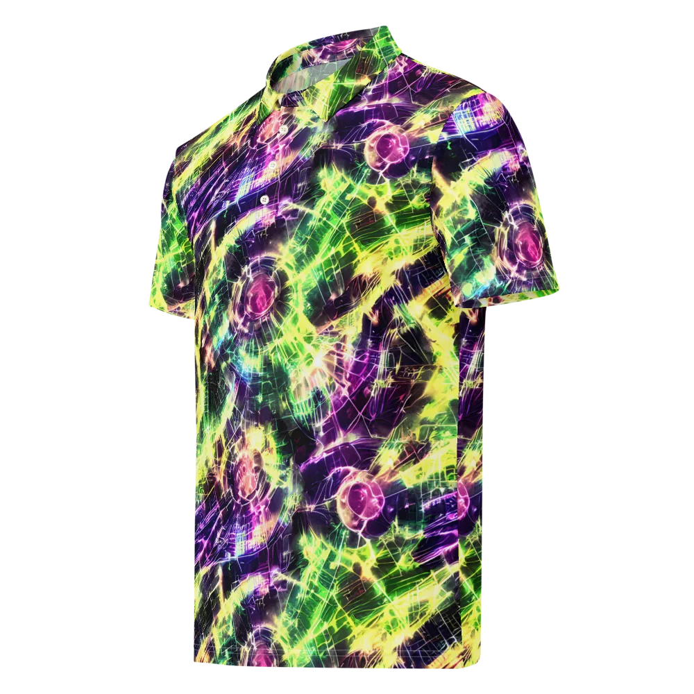 Ultraviolet Collision on Men's Slim Fit Polo Shirt — Left Front