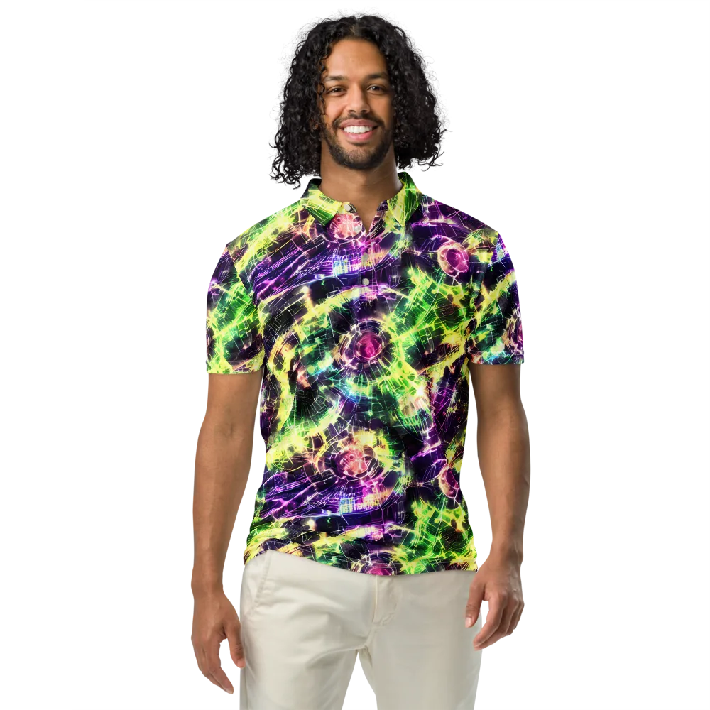 Ultraviolet Collision on Men's Slim Fit Polo Shirt — Front