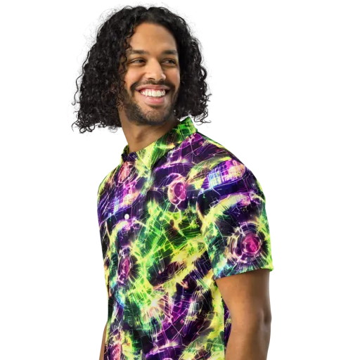 Ultraviolet Collision on a Men's Slim Fit Polo Shirt
