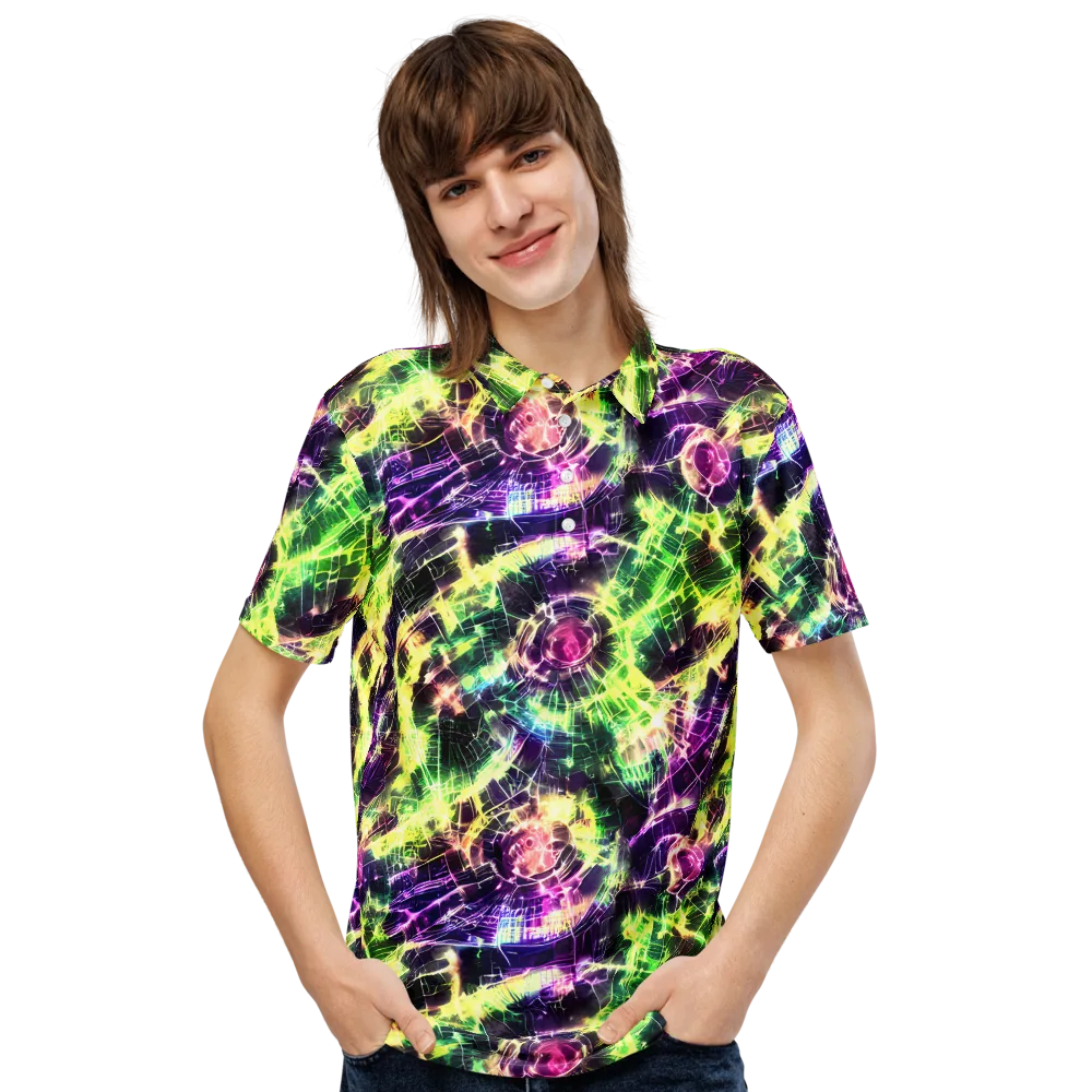 Ultraviolet Collision on Men's Slim Fit Polo Shirt — Front