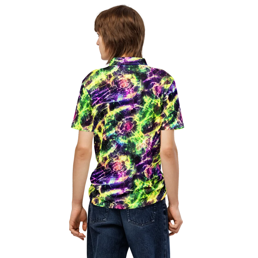 Ultraviolet Collision on Men's Slim Fit Polo Shirt — Back