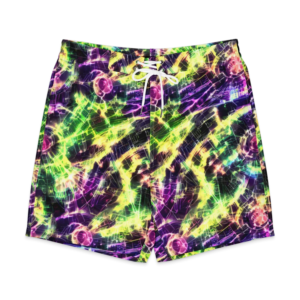 Ultraviolet Collision on Men's Board Shorts — Front