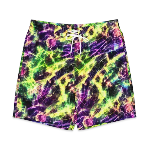 Ultraviolet Collision on a Men's Board Shorts