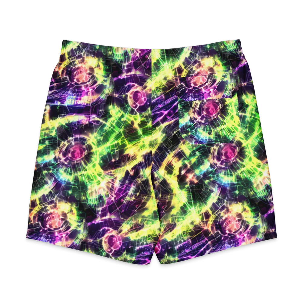 Ultraviolet Collision on Men's Board Shorts — Back