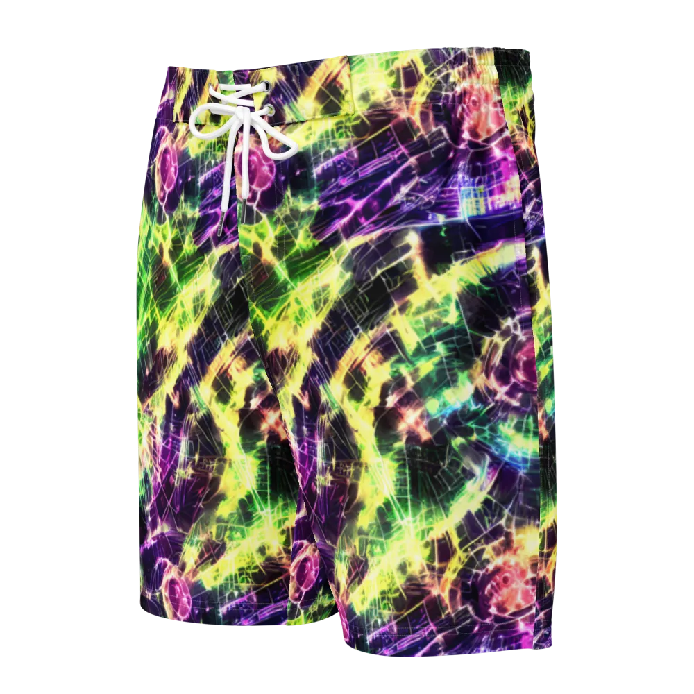Ultraviolet Collision on Men's Board Shorts — Front