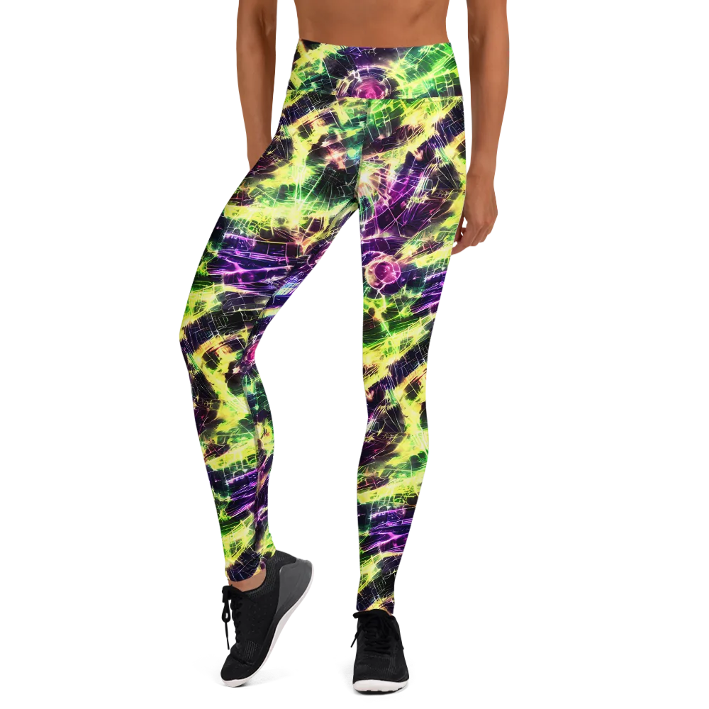 Ultraviolet Collision on Yoga Leggings — Front