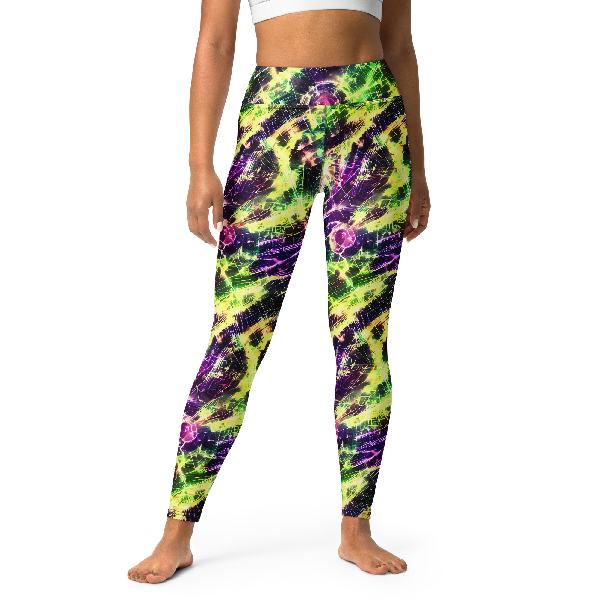Ultraviolet Collision on Yoga Leggings — Front