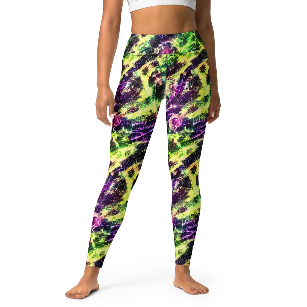 Ultraviolet Collision on Yoga Leggings — Front