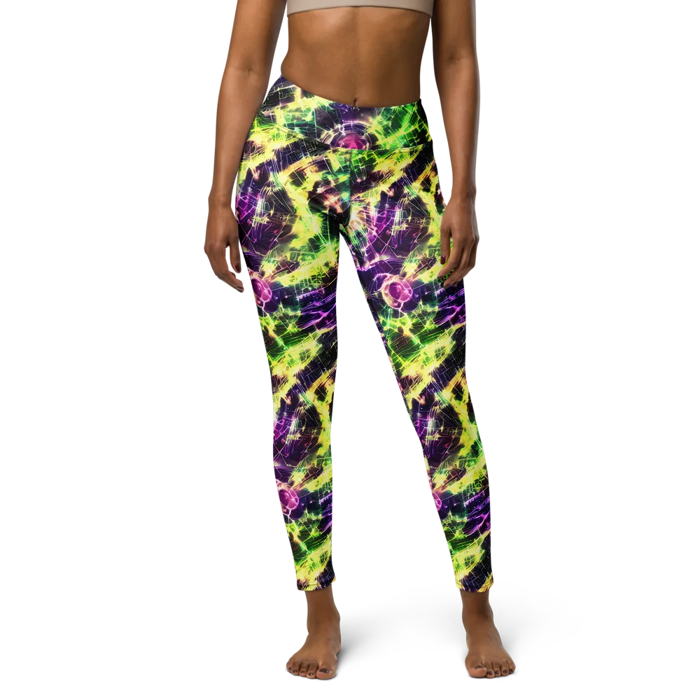 Ultraviolet Collision on Yoga Leggings — Front