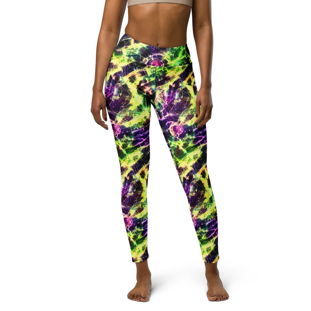 Ultraviolet Collision on Yoga Leggings — Front