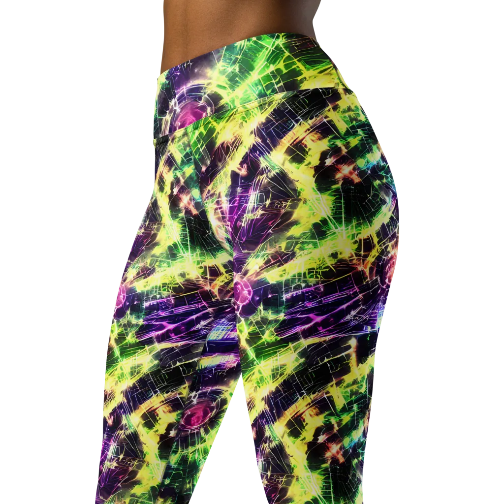 Ultraviolet Collision on Yoga Leggings — Left Front