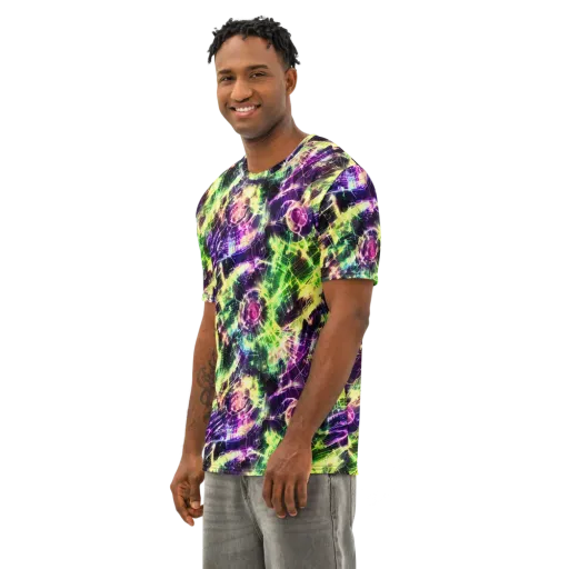 Ultraviolet Collision on a Men's Cotton Crew Neck T-Shirt