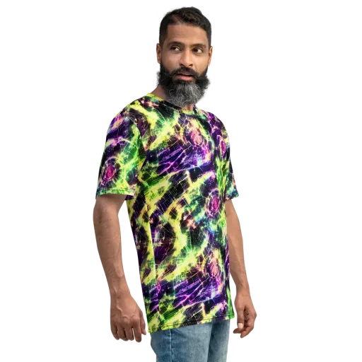 Ultraviolet Collision on a Men's Crew Neck T-Shirt