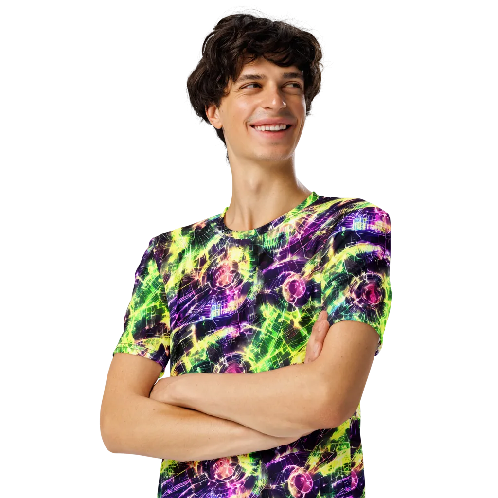Ultraviolet Collision on Men's Crew Neck T-Shirt — Left Front