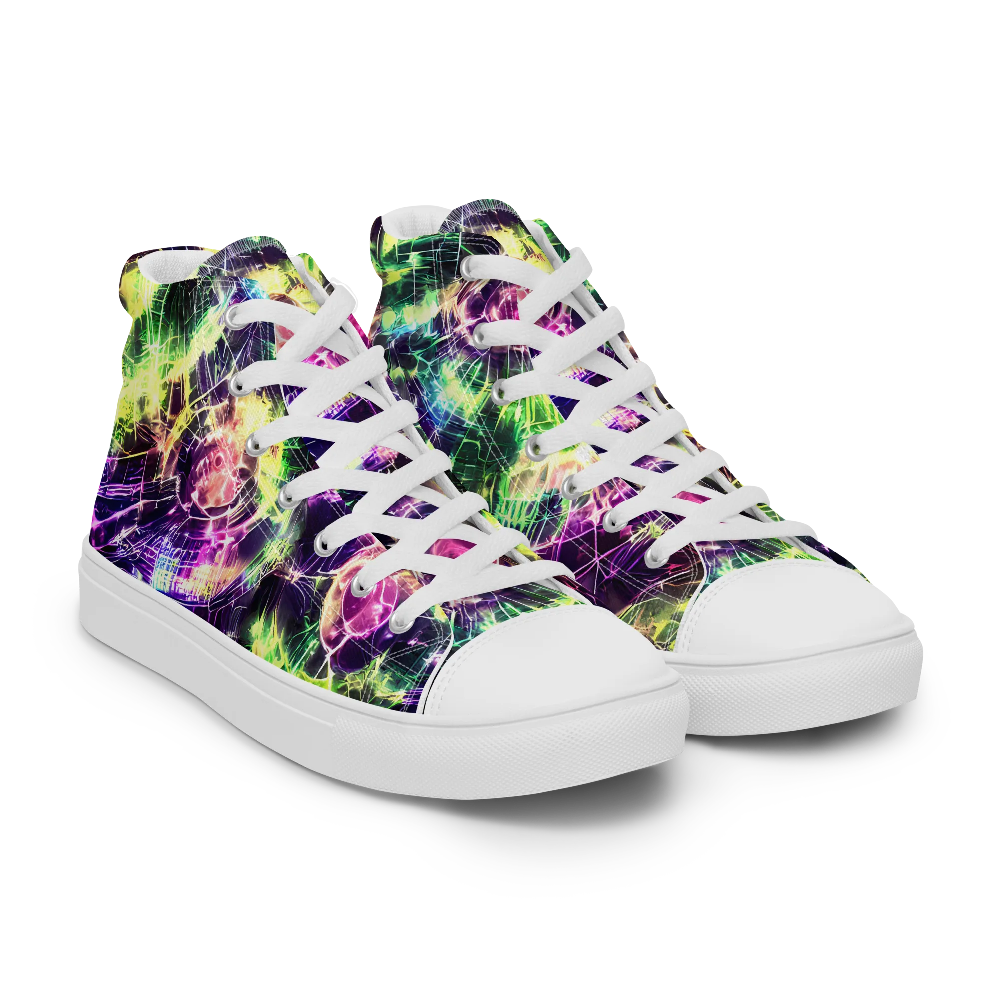 Ultraviolet Collision on Men's High Top Canvas Shoes — Right Front
